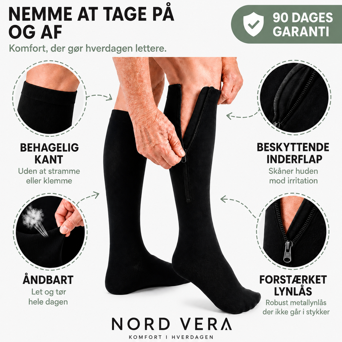 Støttestrømper Med Lynlås